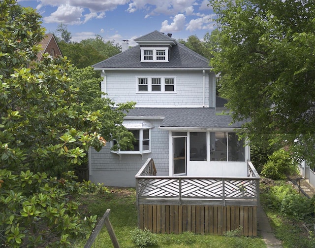 2506 Rosalind Ave SW, Roanoke, VA 24014 - rear view of property with roof with shingles and a sunroom