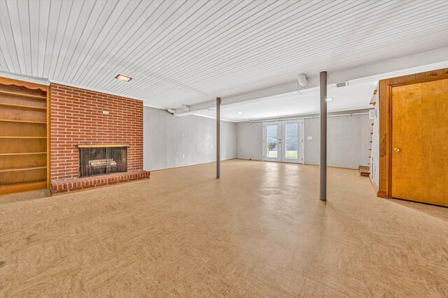 4362 Fontaine Cir, Roanoke, VA 24018 - unfurnished living room with a fireplace and built in shelves
