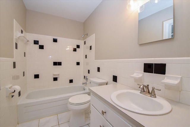 115 Bartley Dr, Salem, VA 24153 - full bathroom with tile walls, tub / shower combination, vanity, and tile patterned flooring