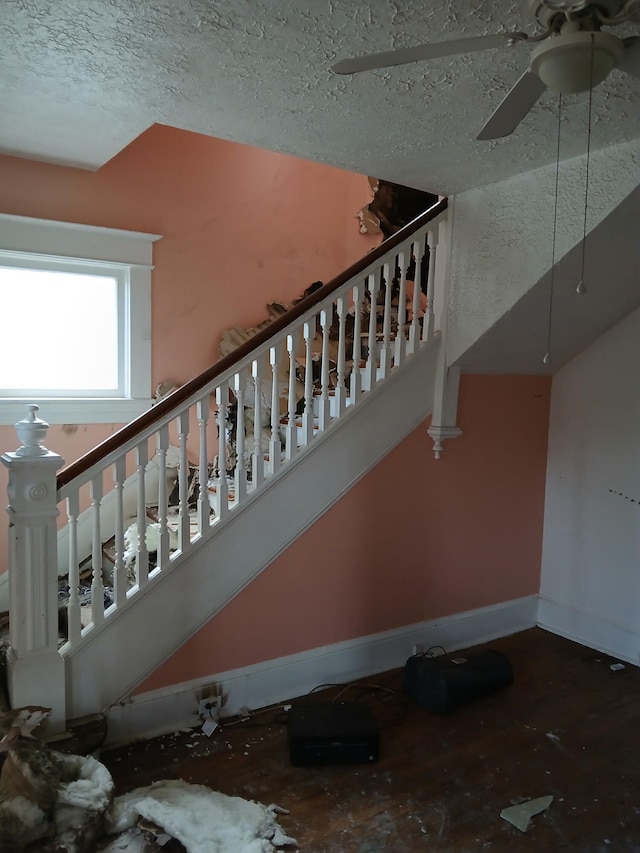 918 Dale Ave SE, Roanoke, VA 24013 - stairs with a textured ceiling and ceiling fan