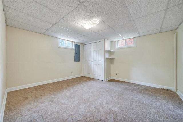 618 Gladies St NW, Roanoke, VA 24017 - basement featuring carpet, electric panel, and a drop ceiling
