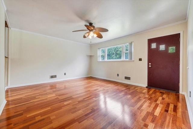 618 Gladies St NW, Roanoke, VA 24017 - entryway with a ceiling fan, light wood-style flooring, and ornamental molding