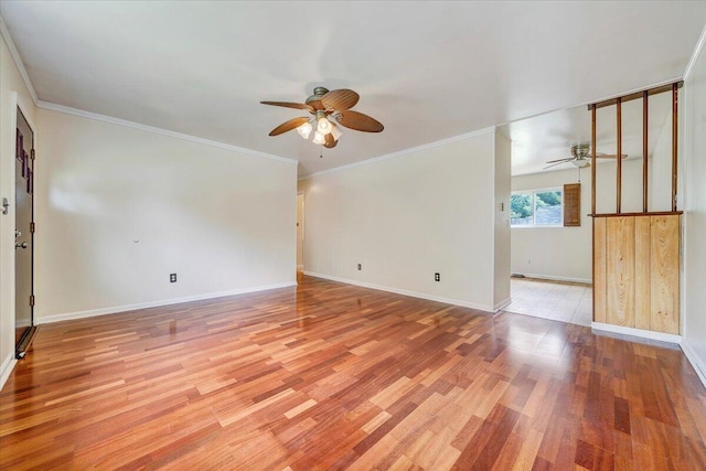 618 Gladies St NW, Roanoke, VA 24017 - spare room with ceiling fan, light wood-style flooring, and crown molding