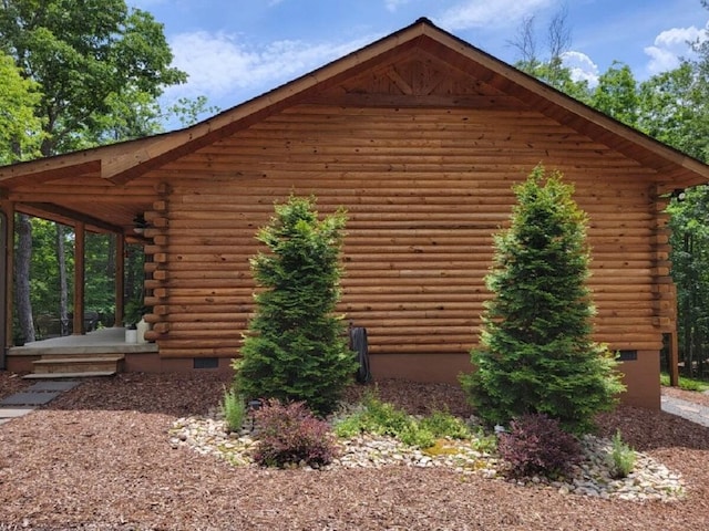 350 Sizer Ln, New Castle, VA 24127 - view of side of home featuring log exterior and crawl space