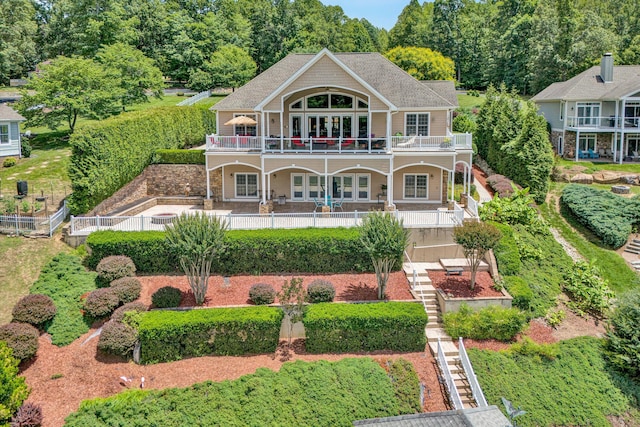 325 Bull Run Trl, Penhook, VA 24137 - back of house with stairway and french doors