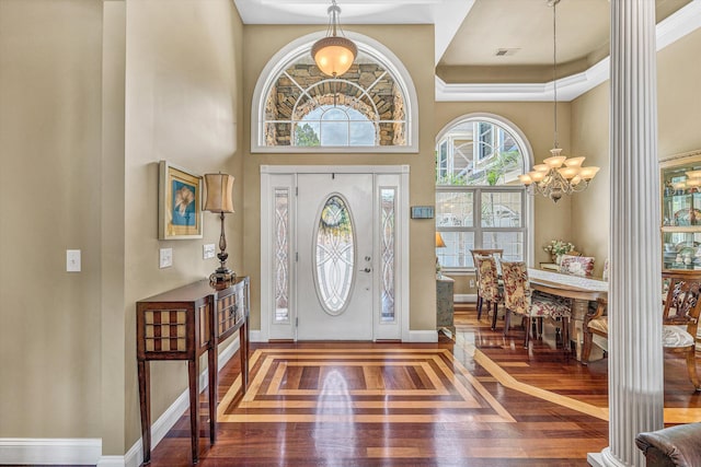325 Bull Run Trl, Penhook, VA 24137 - foyer featuring hardwood / wood-style floors, a chandelier, and a towering ceiling