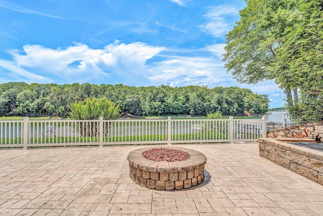 325 Bull Run Trl, Penhook, VA 24137 - view of patio / terrace with a fire pit