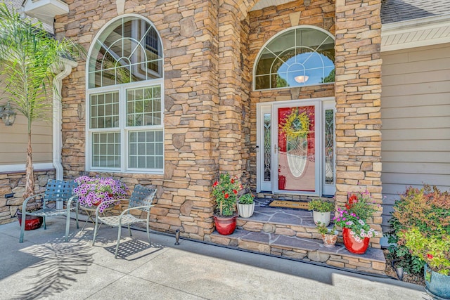 325 Bull Run Trl, Penhook, VA 24137 - property entrance featuring covered porch and stone siding