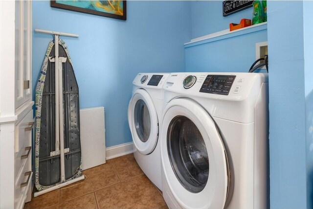1138 Montrose Ave SE, Roanoke, VA 24013 - washroom featuring washing machine and clothes dryer and tile patterned floors