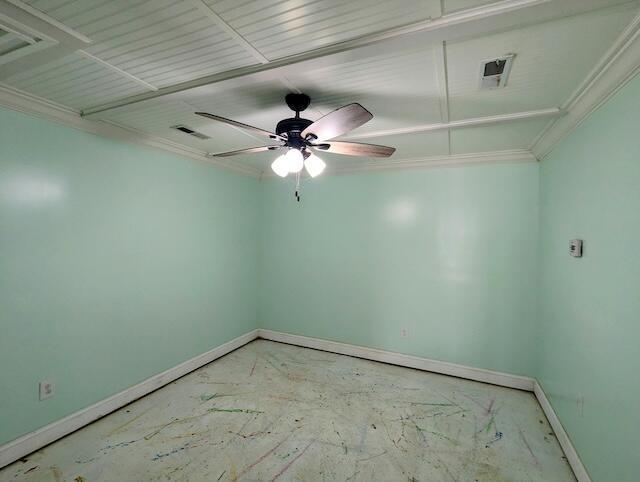 221 Camp Creek Rd NW, Riner, VA 24149 - empty room featuring ornamental molding and a ceiling fan
