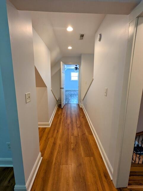 221 Camp Creek Rd NW, Riner, VA 24149 - hallway featuring wood finished floors and lofted ceiling