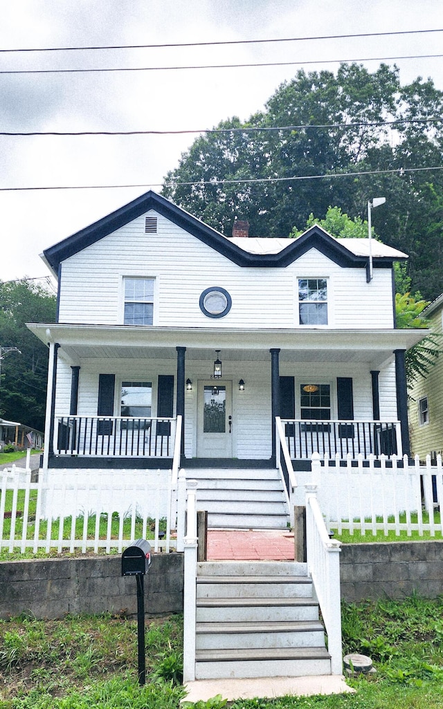 801 Concord St, Selma, VA 24474 - view of front of property featuring covered porch and a chimney