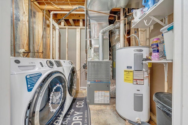 901 Samantha Cir, Roanoke, VA 24019 - laundry room featuring water heater and washing machine and dryer