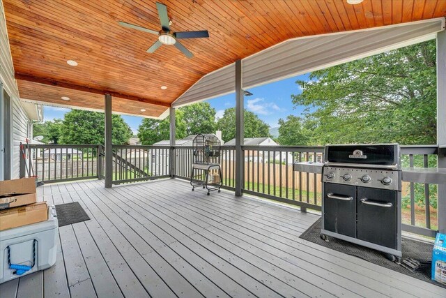 901 Samantha Cir, Roanoke, VA 24019 - deck with a ceiling fan and grilling area