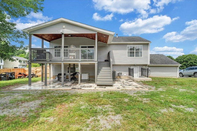 901 Samantha Cir, Roanoke, VA 24019 - rear view of house with a patio area, roof with shingles, stairs, and a wooden deck