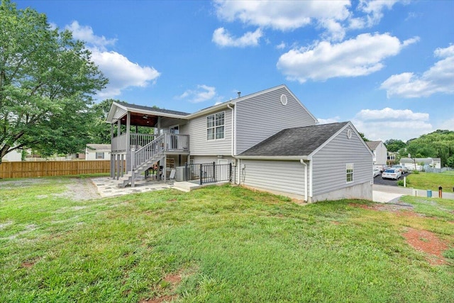 901 Samantha Cir, Roanoke, VA 24019 - back of property featuring stairway, a patio, and a shingled roof