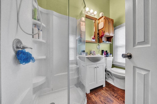 3653 Bunker Hill Dr, Roanoke, VA 24018 - full bathroom featuring a shower stall, wood finished floors, and vanity