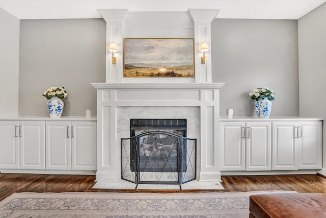 1258 Colby Dr, Forest, VA 24551 - living room featuring dark wood-style floors and a premium fireplace