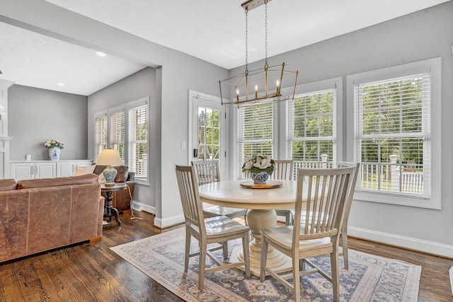 1258 Colby Dr, Forest, VA 24551 - dining area featuring a chandelier and dark wood finished floors