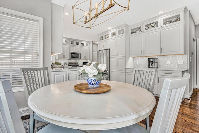 1258 Colby Dr, Forest, VA 24551 - dining space with recessed lighting, dark wood-type flooring, and a chandelier