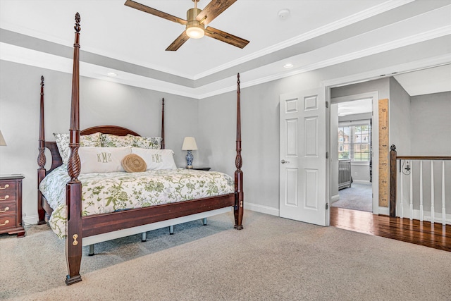 1258 Colby Dr, Forest, VA 24551 - bedroom featuring carpet, crown molding, recessed lighting, and a ceiling fan