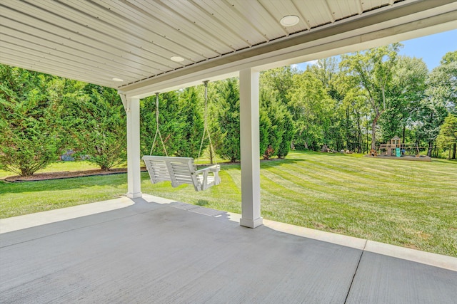 1258 Colby Dr, Forest, VA 24551 - view of patio with a playground and view of scattered trees