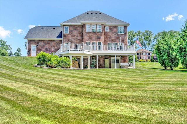 1258 Colby Dr, Forest, VA 24551 - back of property with a deck, brick siding, and a yard
