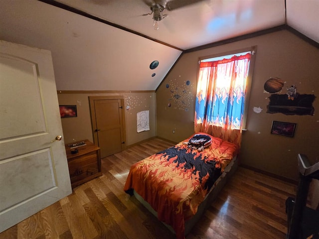 1213 Tazewell Ave SE, Roanoke, VA 24013 - bedroom with lofted ceiling, wood finished floors, and ceiling fan