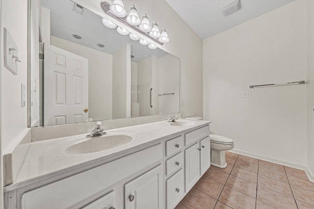 6617 Hartman Ct, Roanoke, VA 24019 - full bath with double vanity, tile patterned flooring, and a shower