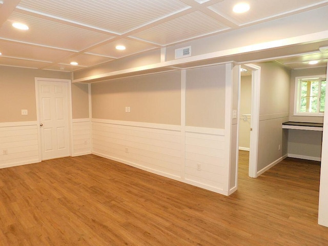 4230 Belford St SW, Roanoke, VA 24018 - basement featuring wood finished floors, recessed lighting, and a wainscoted wall