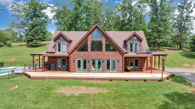 1769 Scenic View Rd, Moneta, VA 24121 - rear view of property with log exterior and a wooden deck
