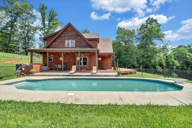 1769 Scenic View Rd, Moneta, VA 24121 - view of swimming pool with a diving board and a wooden deck