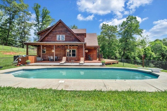 1769 Scenic View Rd, Moneta, VA 24121 - view of swimming pool with a diving board and a wooden deck