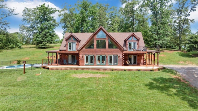 1769 Scenic View Rd, Moneta, VA 24121 - back of house with log siding and a wooden deck