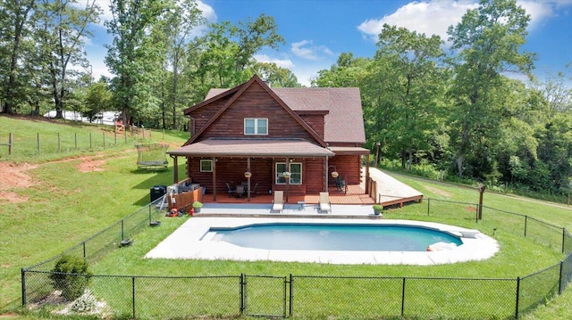 1769 Scenic View Rd, Moneta, VA 24121 - rear view of house with log exterior, a gate, and a fenced backyard
