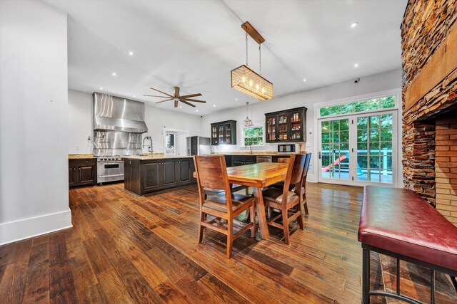 3150 Green Ridge Rd NW, Roanoke, VA 24019 - dining space featuring dark wood-type flooring, recessed lighting, and a ceiling fan
