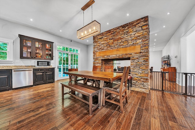 3150 Green Ridge Rd NW, Roanoke, VA 24019 - dining area with hardwood / wood-style flooring, a chandelier, and recessed lighting