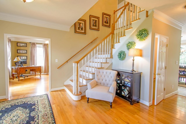 1266 Wills Way, Forest, VA 24551 - stairs featuring crown molding and wood finished floors