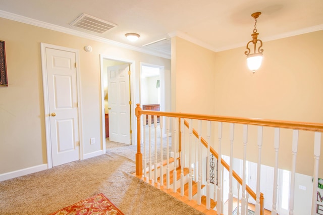 1266 Wills Way, Forest, VA 24551 - corridor with ornamental molding, an upstairs landing, and carpet floors