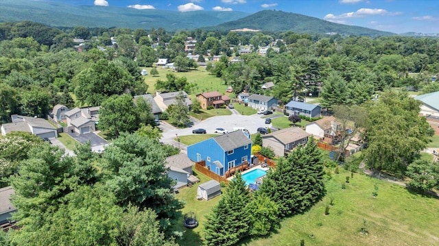 3341 Fort Lewis Cir, Salem, VA 24153 - aerial view of residential area with a pool and a mountain backdrop