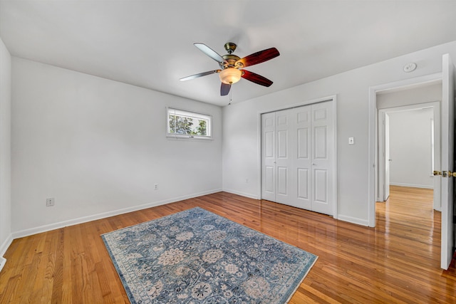 3716 Bower Rd, Roanoke, VA 24018 - unfurnished bedroom featuring light wood finished floors, a closet, and ceiling fan