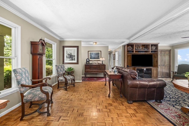 420 Cresthill Rd, Lynchburg, VA 24504 - living room with a textured ceiling and crown molding