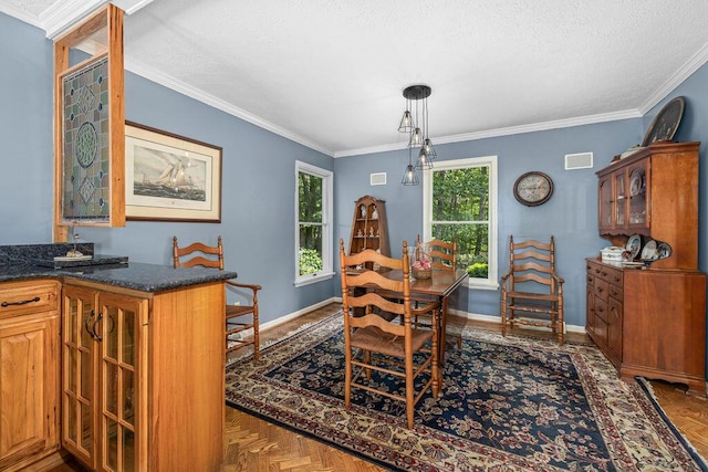 420 Cresthill Rd, Lynchburg, VA 24504 - dining room with crown molding and a textured ceiling