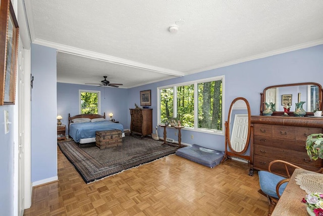 420 Cresthill Rd, Lynchburg, VA 24504 - bedroom featuring a textured ceiling, ceiling fan, and ornamental molding
