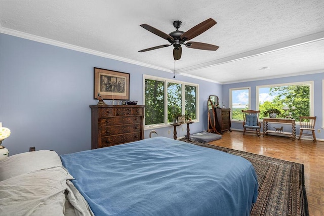 420 Cresthill Rd, Lynchburg, VA 24504 - bedroom with multiple windows, a textured ceiling, and crown molding
