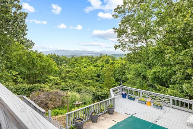 420 Cresthill Rd, Lynchburg, VA 24504 - wooden deck featuring a wooded view and a mountain view