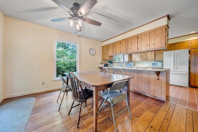 404 Robin Ridge Rd, Rocky Mount, VA 24151 - dining room with healthy amount of natural light, light wood-style floors, and ceiling fan