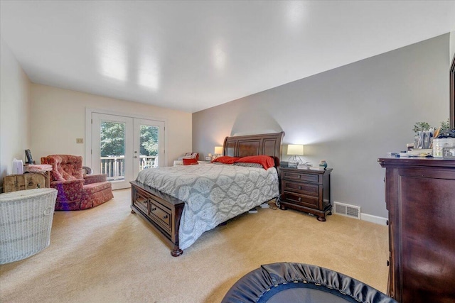 404 Robin Ridge Rd, Rocky Mount, VA 24151 - bedroom featuring access to outside, light colored carpet, and french doors