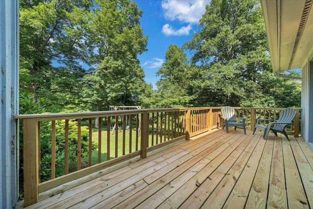 404 Robin Ridge Rd, Rocky Mount, VA 24151 - deck featuring a playground and a lawn