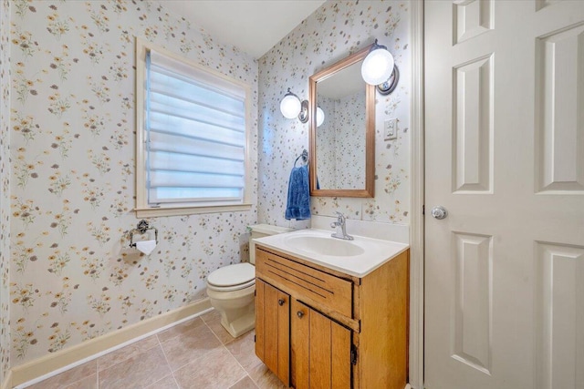 404 Robin Ridge Rd, Rocky Mount, VA 24151 - bathroom featuring wallpapered walls, vanity, and tile patterned flooring